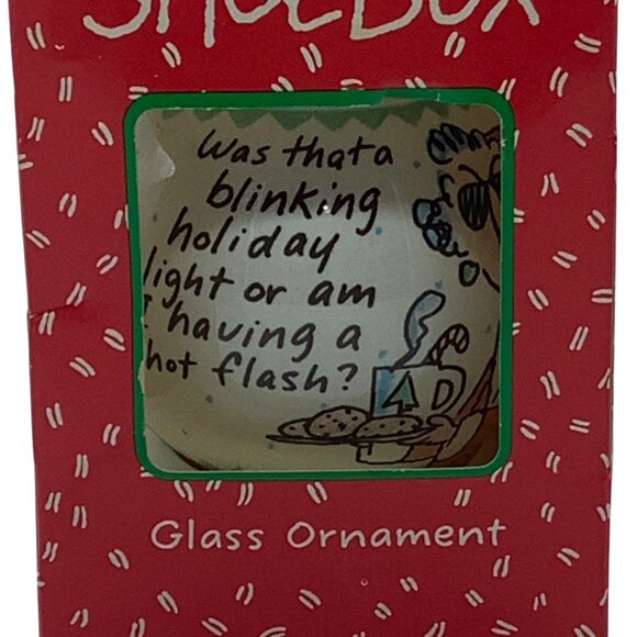 Vtg Shoebox Greetings Glass Ornament 1991 Hallmark Humor Holiday Light Hot Flash - Picture 2 of 6